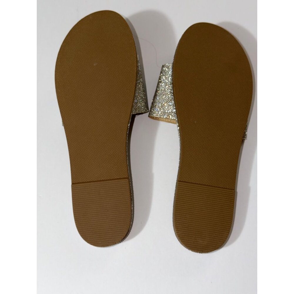 NWB Madden Girl Lizaa Rhinestone Slide Sandals Sparkly Silver Flats Size 9.5 - Picture 6 of 7
